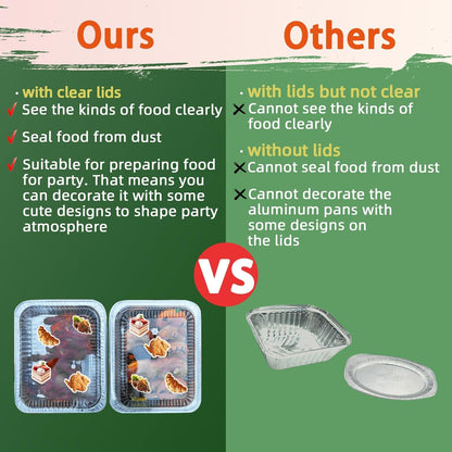 YLT WAX Aluminum Pans - 9x13 Disposable Foil Containers with Lids | 20 Pack Heavy Duty for Baking & Cooking
