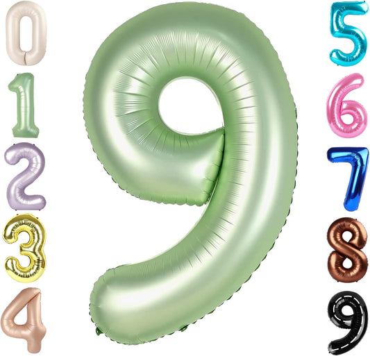 Olive Green Numbers 9 Balloon by [Brand Name] - 40 Inch Decorative Balloon for Birthdays, Weddings & Graduations