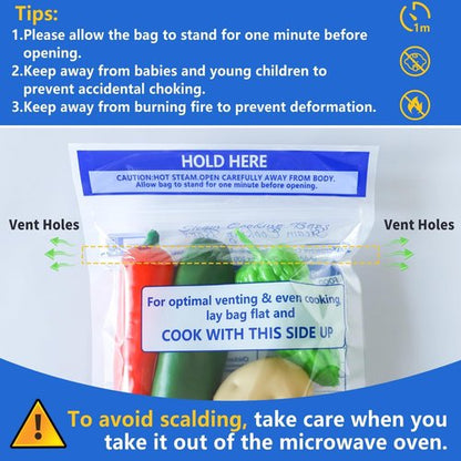 100 Pcs Microwave Steamer Bags 7.9 X 8.6 Inch Zipper Steam Cooking Bags Reusable Microwave Cooking Bag for Vegetables Potatoes and Meat (100)