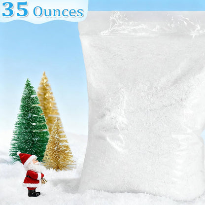 TURNMEON Fake Artificial Snow Powder - 35 Ounces of Sparkling Dry Plastic Snowflakes for Christmas Decor