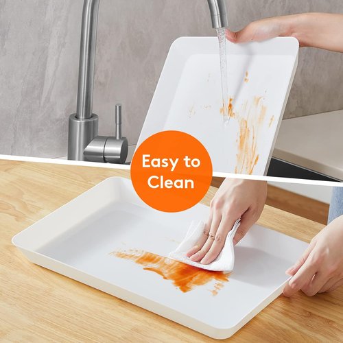 Lifewit Plastic Serving Tray - Reusable Large Platter for Parties | Rectangle, 14.5" x 9.5", 3 Pcs