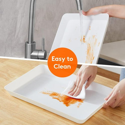 Lifewit Plastic Serving Tray - Reusable Large Platter for Parties | Rectangle, 14.5" x 9.5", 3 Pcs