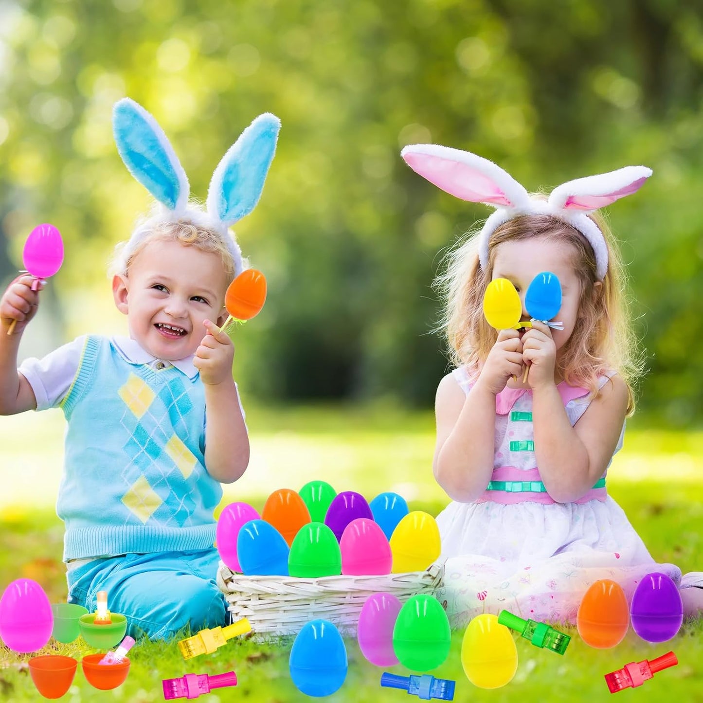 Skiennix 24 Pack Easter Eggs - LED Light-Up Toys for Glow in the Dark Fun | Non-Candy Gifts & Party Favors