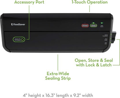 FoodSaver Vacuum Sealer Machine - Includes Starter Bags & Rolls for Fresh Food Storage