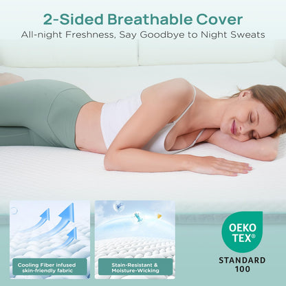 Releep 2 Inch Memory Foam Mattress Topper Queen Size, Soft Mattress Topper for Back Pain Relief, Orthopedic Bed Topper with 2-Sided Breathable Cover, Ergonomic 5-Zone Design, CertiPUR-US Certified