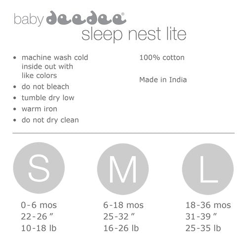 Baby Deedee 100% Cotton Sleeping Sack, Baby Sleeping Bag Wearable Blanket, Sleep Nest Lite, Infant and Toddler, Blue, Large (18-36 Month)