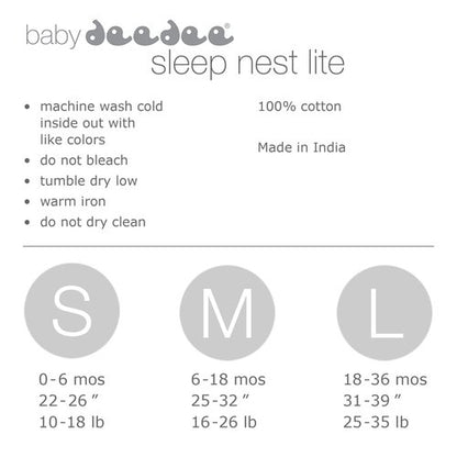 Baby Deedee 100% Cotton Sleeping Sack, Baby Sleeping Bag Wearable Blanket, Sleep Nest Lite, Infant and Toddler, Blue, Large (18-36 Month)