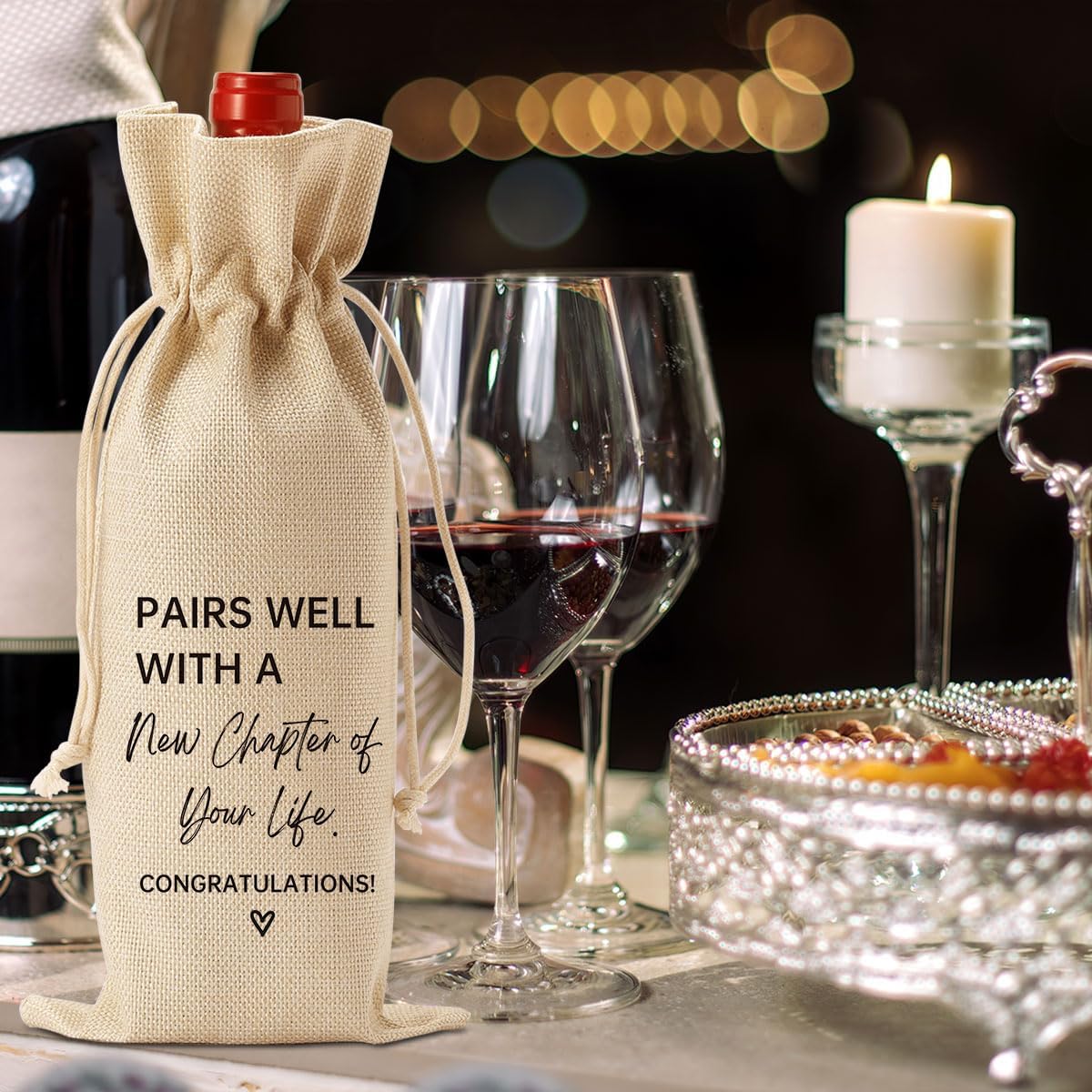 YUANHAO 1Pcs New Job Gifts Wine Gift Bags Going Away Gift for Friends New Beginning New Business Owner Gifts Pairs Well With a New Chapter of Your Life Wine Bag New Job Gifts For Coworker Boss