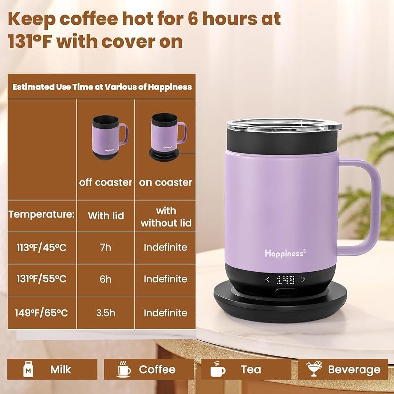 Self-Heating Coffee Mug 16oz - Temperature Control Smart Cup
