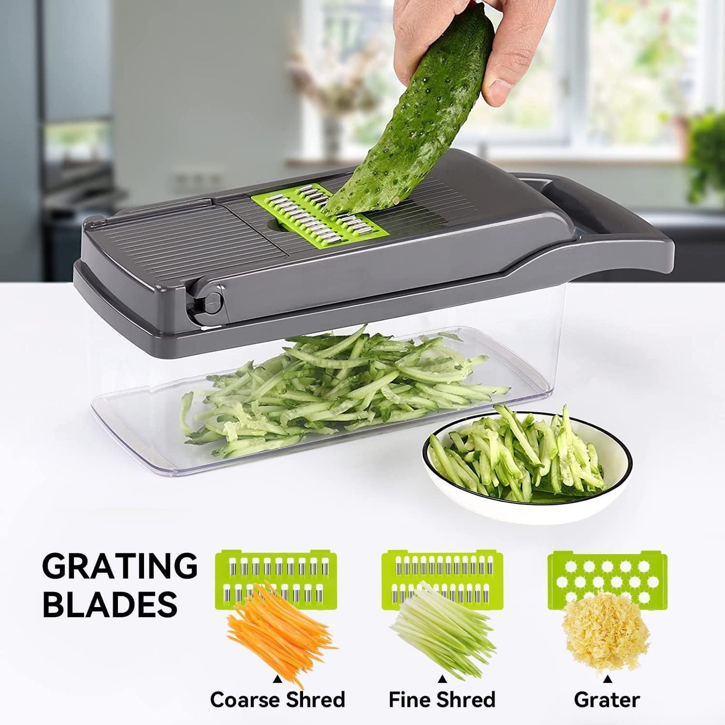 Skiennix Multi-Function Vegetable Chopper - 12-in-1 Pro Veggie Slicer & Dicer with Container for Easy Meal Prep