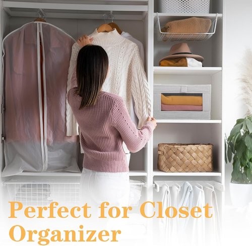 Foldable Linen Closet Organizers by [Brand Name] - Clear Window Storage Bins for Clothing & Towels | 6 Pack, Beige
