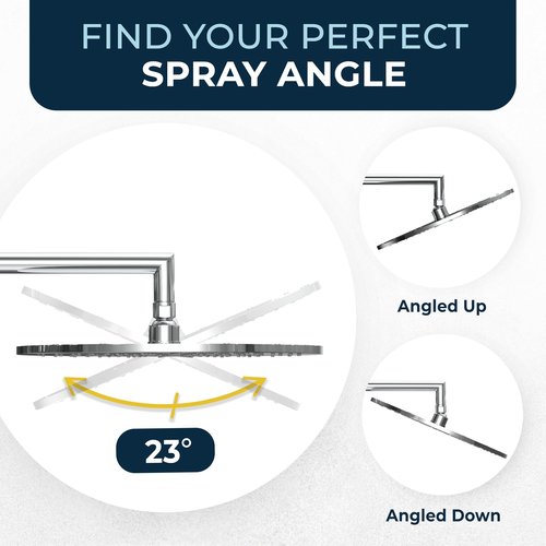 HammerHead Showers® Solid Metal 12 Inch Rainfall Shower Head, Large Rain Shower Head, 2.5 GPM High Flow Shower Head Optimized for Pressure, Wall-Mounted or Ceiling Rain Shower Head, Chrome