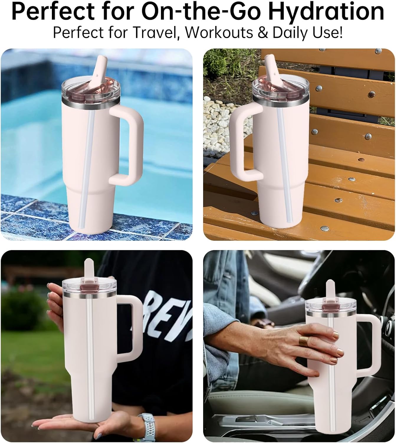 Stanley Replacement Straws - 6 Pack Reusable Drinking Straws with Cleaning Brush for 30oz Quencher Tumbler