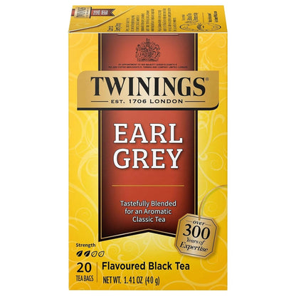 Twinings Earl Grey Black Tea - Individually Wrapped Bags with Citrus & Bergamot Flavor | 20 Count