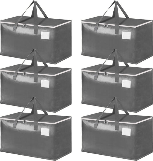 Skiennix Extra Large Moving Bags - 6 Pack Heavy Duty 93L Totes with Strong Zippers & Water-Resistant Design