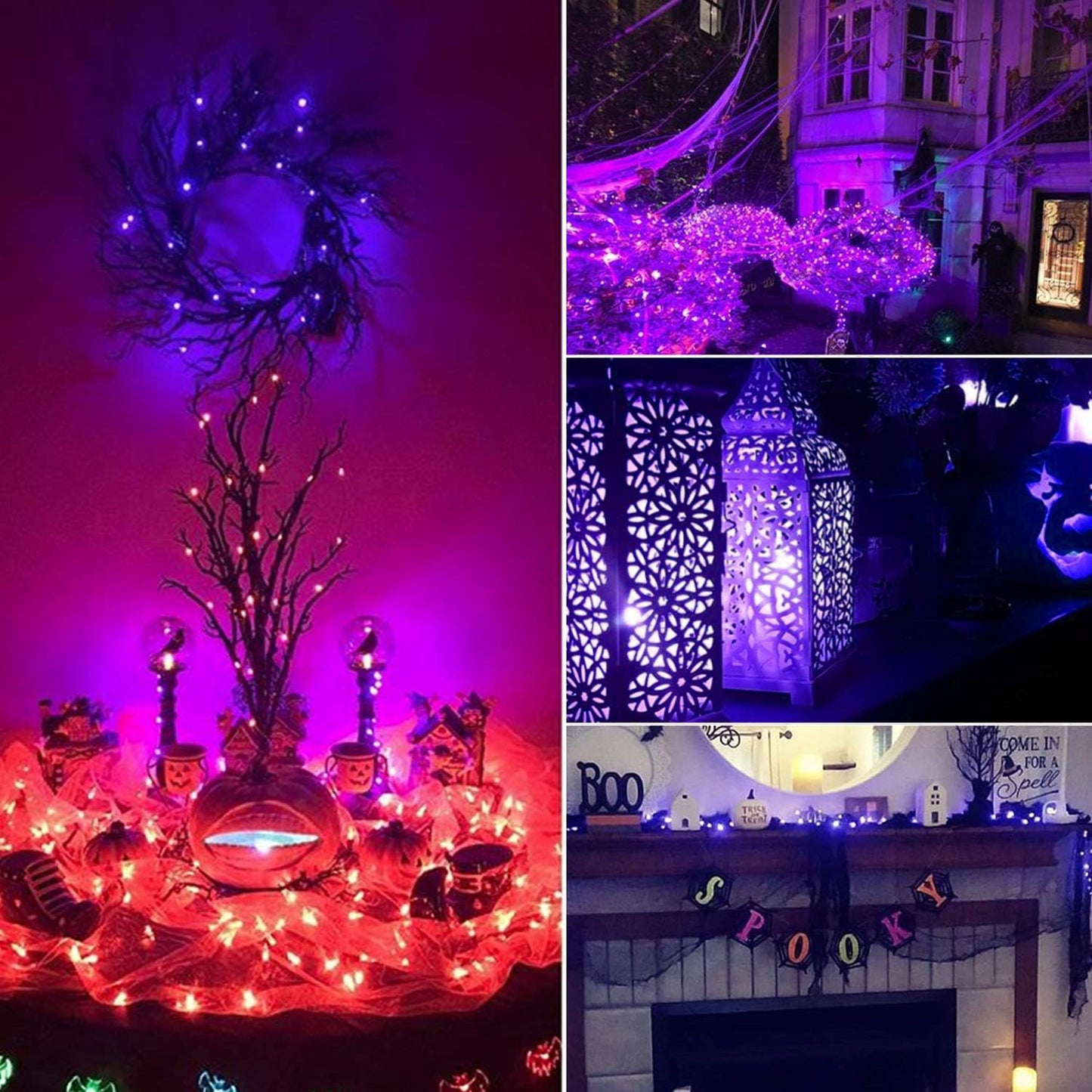 Skiennix Halloween Purple Fairy String Lights - 12 Pack 7 Ft Battery Operated LED for DIY Party & Patio Decor