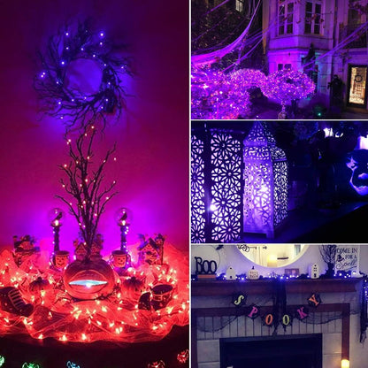 Skiennix Halloween Purple Fairy String Lights - 12 Pack 7 Ft Battery Operated LED for DIY Party & Patio Decor