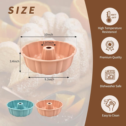 PADELE Nonstick Silicone Cake Pan Set - 10 Inch Molds for Cakes, Brownies & Jello | Pink & Blue