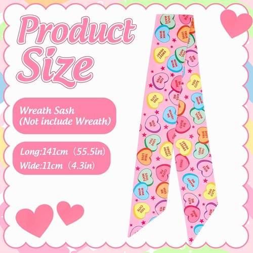 FYSUIMU Valentine's Day Wreath Sash - Heart Garland Ribbon for Indoor/Outdoor Decor | 2-Piece Set