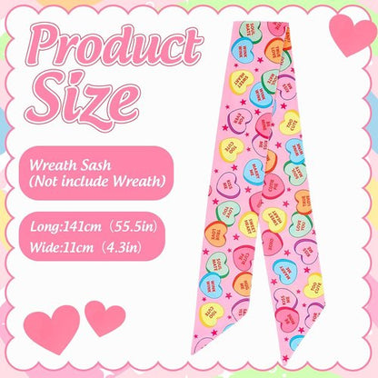 FYSUIMU Valentine's Day Wreath Sash - Heart Garland Ribbon for Indoor/Outdoor Decor | 2-Piece Set