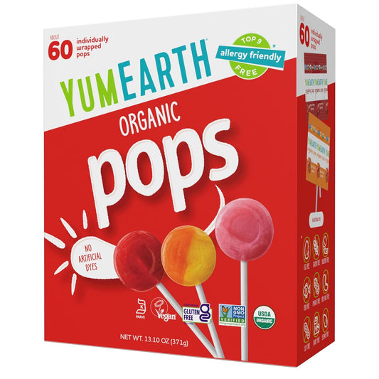 YumEarth Organic Lollipops Variety Pack - 60 Allergy-Friendly, Gluten-Free, Non-GMO, Vegan Treats