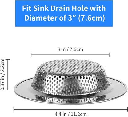 Chefbee 3L Double-Wall Stainless Steel Ice Bucket and 4 Pack Kitchen Sink Drain Strainer