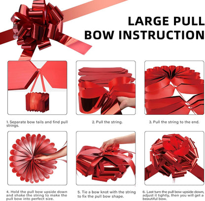 Big Car Bow - Metallic Red 20-Inch Round Present Bow for Cars, Weddings, Birthdays & Gifts