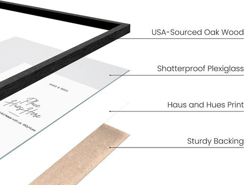 HAUS AND HUES Black Oak Wood Picture Frame - Modern 11x14 Art Display | Lightweight & Ready-to-Hang