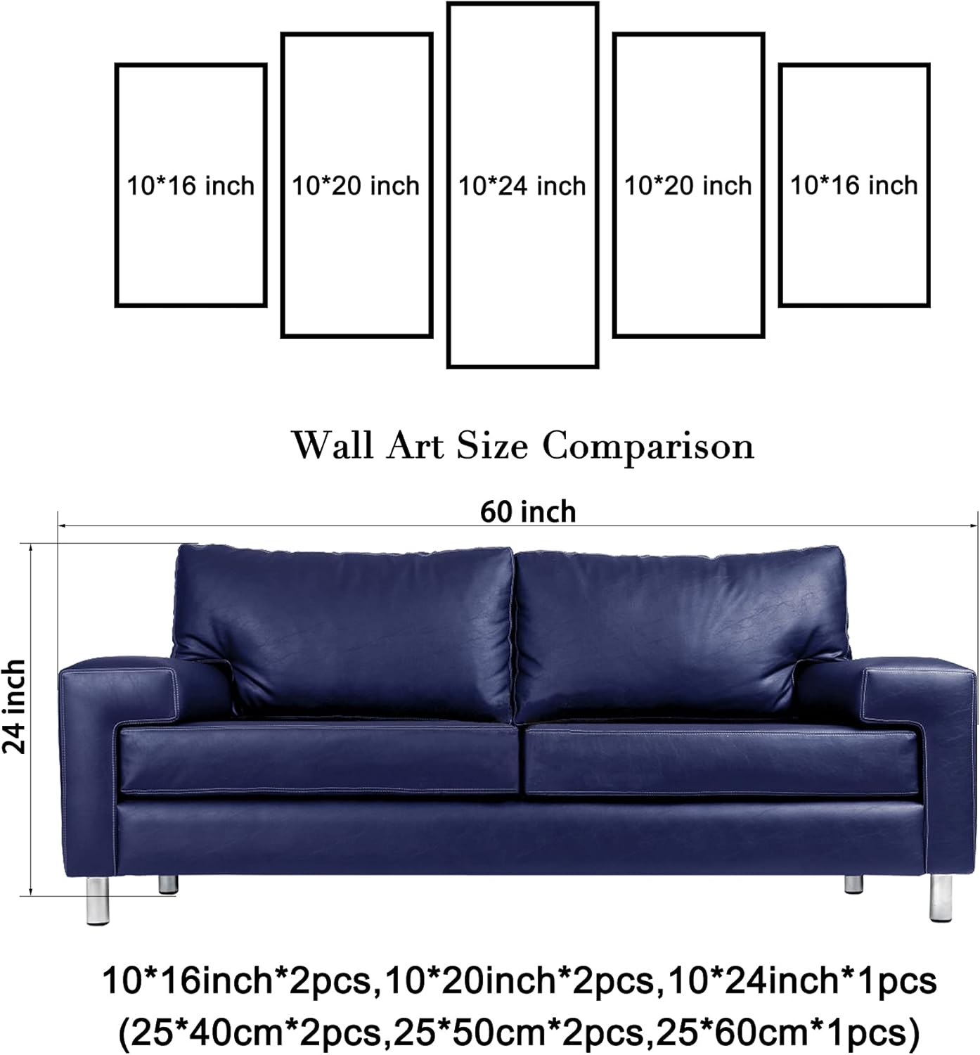 Wieco Art 5 Panels Ocean Canvas Wall Art - Blue Sea Seascape Decor for Living Room & Home