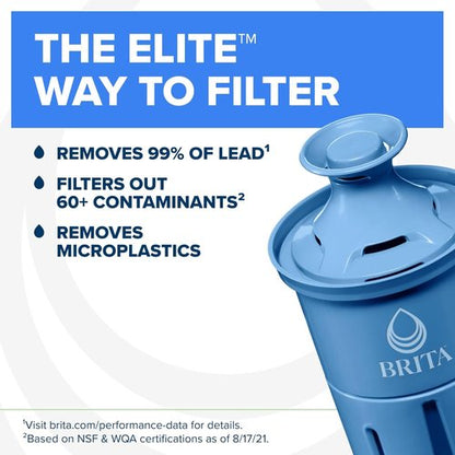 Brita 27-Cup Water Filter Dispenser - NSF Certified Elite Filter Removes 99% Lead & Contaminants | BPA-Free Black