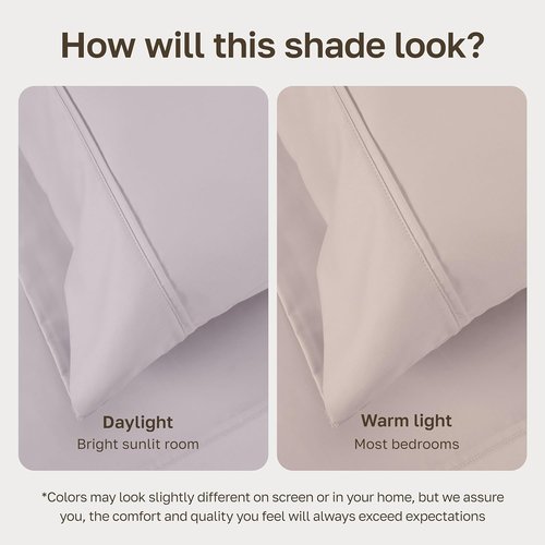 California Design Den King Size 100% Cotton Sheet Set - 400 Thread Count, Smooth Sateen Finish, Deep Pockets | Dusky Lavender Grey