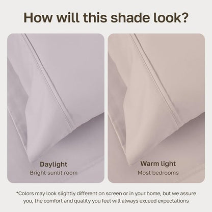 California Design Den King Size 100% Cotton Sheet Set - 400 Thread Count, Smooth Sateen Finish, Deep Pockets | Dusky Lavender Grey