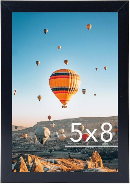 JCJMY 5x8 Black Picture Frame - Versatile Wall Hanging & Tabletop Display | Shatter-Resistant Plexiglass