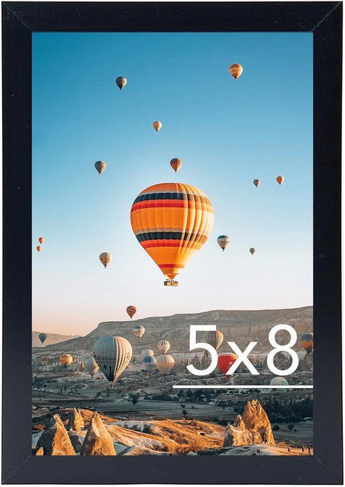 JCJMY 5x8 Black Picture Frame - Versatile Wall Hanging & Tabletop Display | Shatter-Resistant Plexiglass