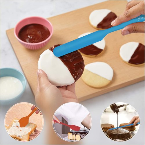 HOTEC Silicone Rubber Spatula Set - Heat Resistant 600℉, Non-Stick & Dishwasher Safe | Multicolor, Set of 5
