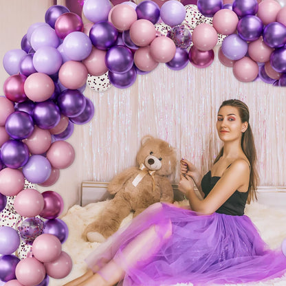 OuMuaMua Pink & Purple Balloons - 62Pcs Latex Balloons for Birthday, Baby Shower & Wedding Decor | 12 Inch