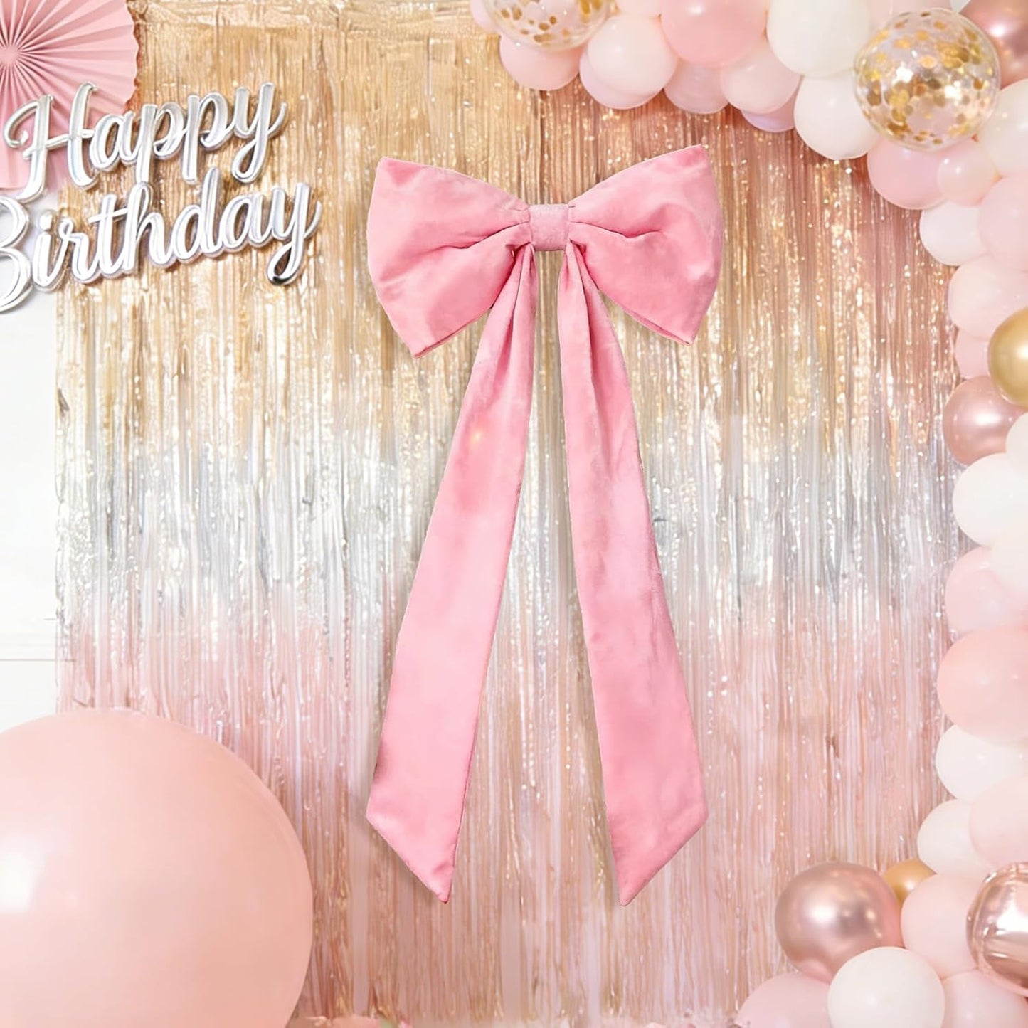 Skiennix Extra Large Pink Velvet Bow - 16x33 Inch Giant Christmas Tree Topper for Festive Decor