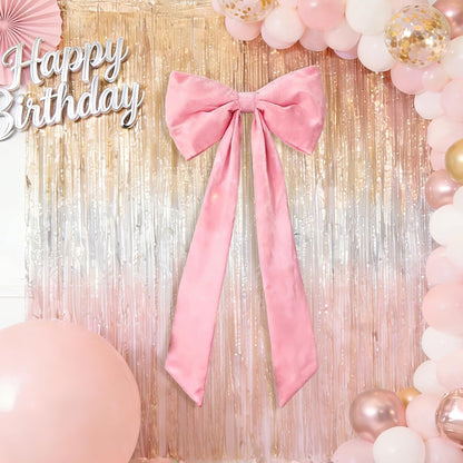Skiennix Extra Large Pink Velvet Bow - 16x33 Inch Giant Christmas Tree Topper for Festive Decor