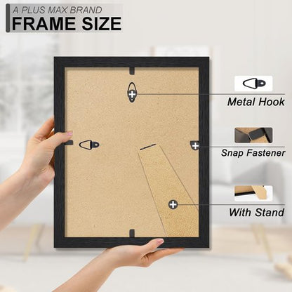 A PLUS MAX 8x10 Picture Frame Set of 2 - Lightweight Black Engineered Wood Frames for Photos