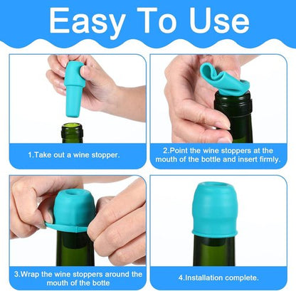 8 Pcs Reusable Silicone Bottle Stoppers Sealed Silicone Wine Stopper Soft Wine Stoppers Unbreakable Bottle Cover Caps for Keeping Whiskey Champagne Drink Fresh Home Use