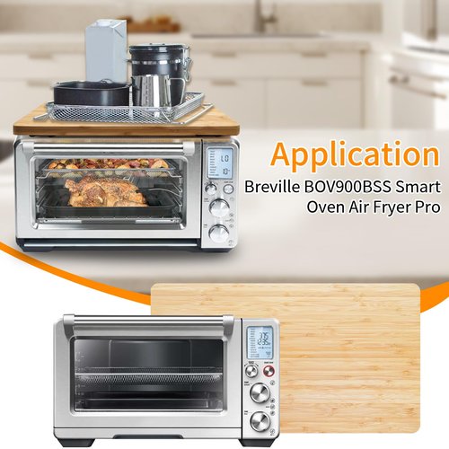 GWBSXM Bamboo Cutting Board for Breville BOV900BSS Smart Oven Air Fryer Pro, Countertop Convection Oven Accessories With Silicone Feet, Heat Resistance, Added Storage