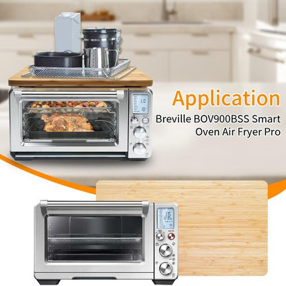 GWBSXM Bamboo Cutting Board for Breville BOV900BSS Smart Oven Air Fryer Pro, Countertop Convection Oven Accessories With Silicone Feet, Heat Resistance, Added Storage