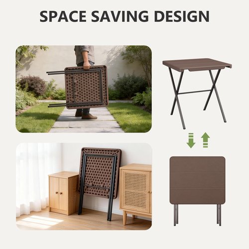 FurniEdge Folding Table, Portable Square Foldable Table No Assembly, Heavy Duty Steel Frame Indoor Outdoor Camping Patio Table with 400 LBS Capacity, Picnic Card Table for Backyard, RV, Small Spaces