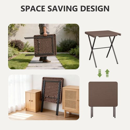 FurniEdge Folding Table, Portable Square Foldable Table No Assembly, Heavy Duty Steel Frame Indoor Outdoor Camping Patio Table with 400 LBS Capacity, Picnic Card Table for Backyard, RV, Small Spaces