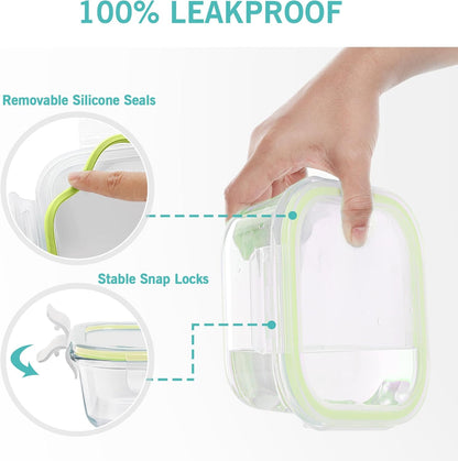 Vtopmart Glass Food Storage Containers - 8 Pack with Lids in Stylish Grass Green Color
