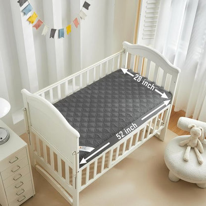 BEDLORE Waterproof Mattress Protector - Soft Gray Crib Pad, Noiseless & Machine Washable, 2 Pack (52''x28'')