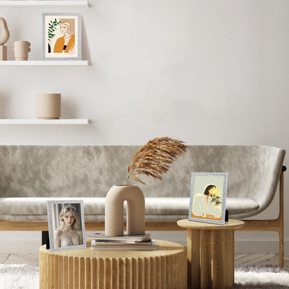 TWING 8x10 Picture Frame,Silver Sequins Bling Glitter Photo Frame with HD Real Glass,Silver Metal Picture Frames for Tabletop Display,Ideal Gift to Family and Friends(Silver,1 Pack)