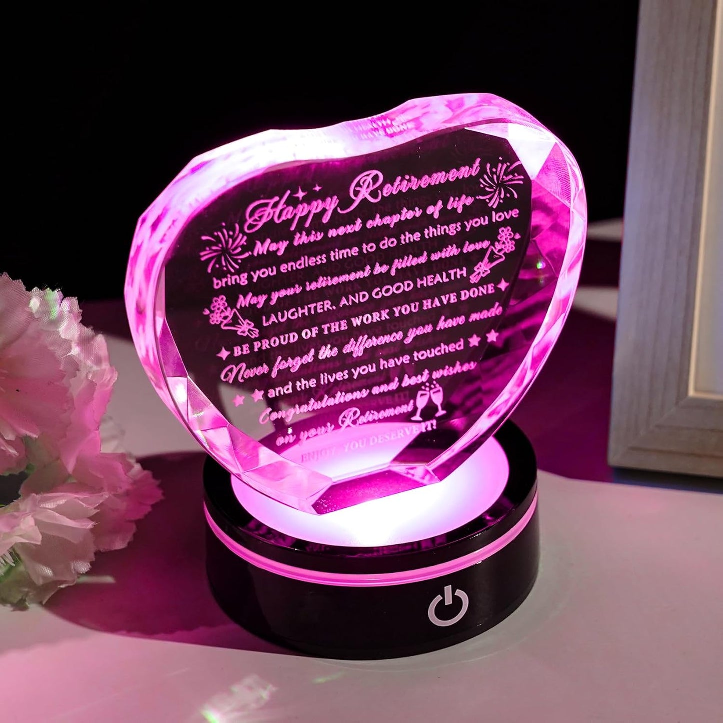 YWHL Crystal Heart Keepsake - LED Base Retirement Gift for Men & Women | Perfect Farewell Plaque for Retirees