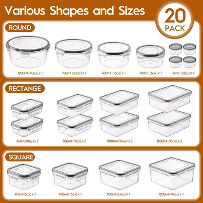 Skiennix 40 PCS Food Storage Containers - Airtight & Leak-Proof Meal Prep Set | BPA-Free, Microwave Safe