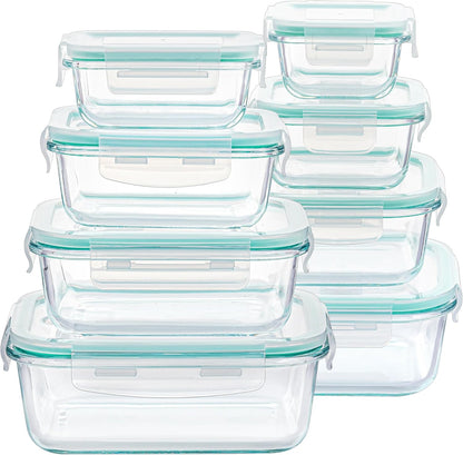 Vtopmart Glass Storage Containers - 8 Pack with Lids & 6 Pack 16 oz Overnight Oats Containers